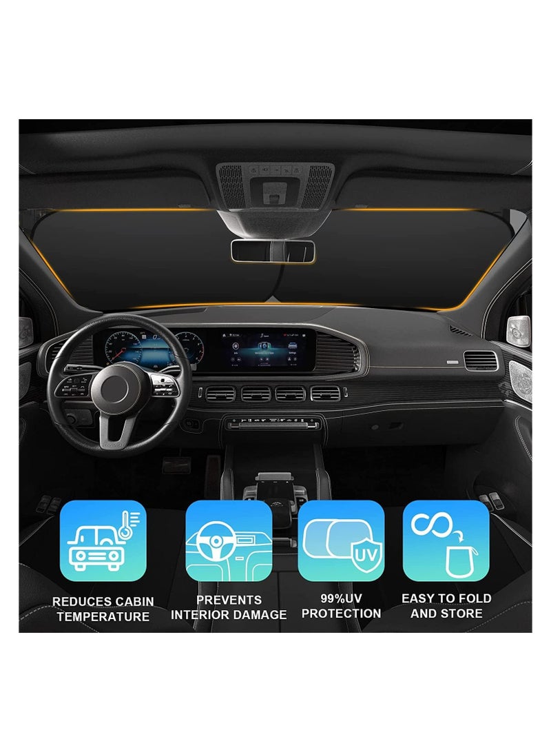 ECVV 2PCS Car Windshield Sun Shade with Storage Pouch Foldable Car Front Window Sunshade Auto Sun Visor Blocks Max UV Rays and Cool Car Interiors (Large(70.5x79cm) - Image 3