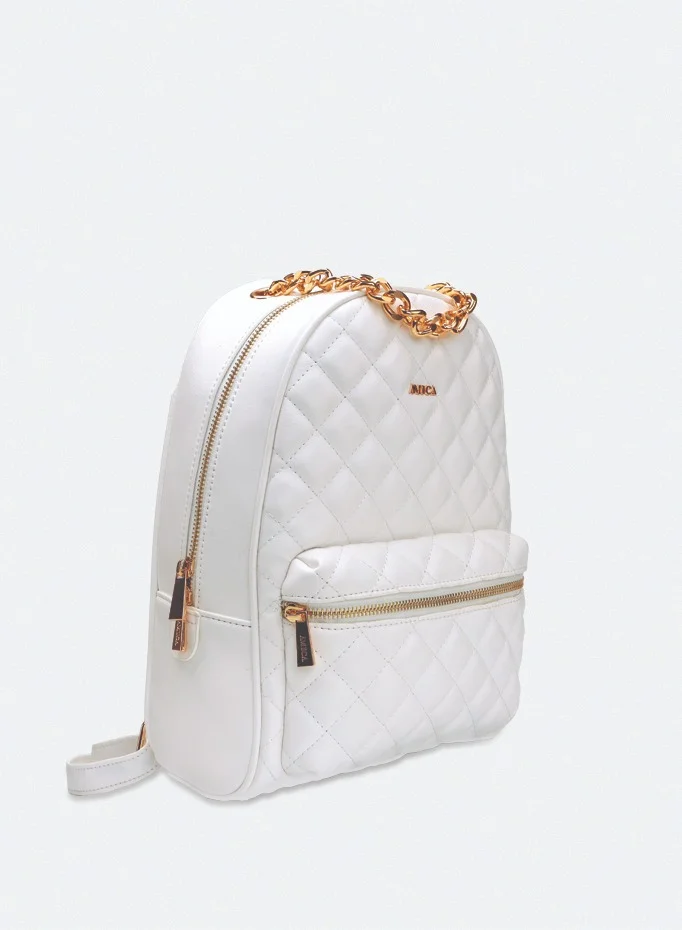 AMICA Reina White Soft Leather Women's Backpack