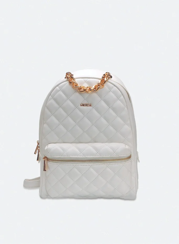 AMICA Reina White Soft Leather Women's Backpack