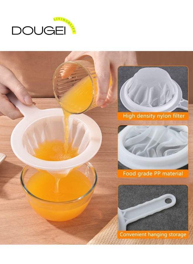 دوغي 2 قطعة مصفاة شبكية من النايلون فائقة الدقة للمطبخ ، شبكة بلاستيكية غربال دقيقة مع أداة مطبخ بمقبض لحليب الصويا والقهوة والحليب والزبادي والعصير وفلتر أوراق الشاي والعسل والنبيذ (120/200 شبكة) - Image 3