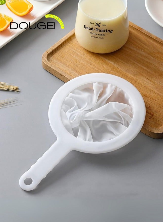 دوغي 2 قطعة مصفاة شبكية من النايلون فائقة الدقة للمطبخ ، شبكة بلاستيكية غربال دقيقة مع أداة مطبخ بمقبض لحليب الصويا والقهوة والحليب والزبادي والعصير وفلتر أوراق الشاي والعسل والنبيذ (120/200 شبكة) - Image 5