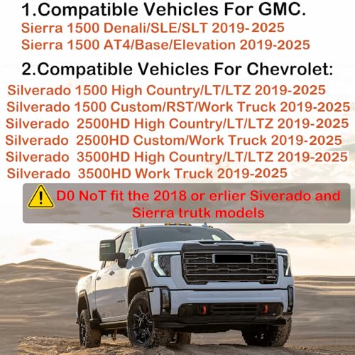 EVPLNT Bed Rail Stake Pocket Covers for GMC Chevy Silverado/GMC Sierra 1500(2019-2024 2025 2026), GMC Sierra 3500HD(2020 2021 2022 2023)/2500, Truck Caps Rear Holes Plugs Covers (Flag(Black)) - Image 3