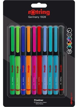 Rotring Fineliner Fine Felt Tip Pen 10 pcs  - Image 1