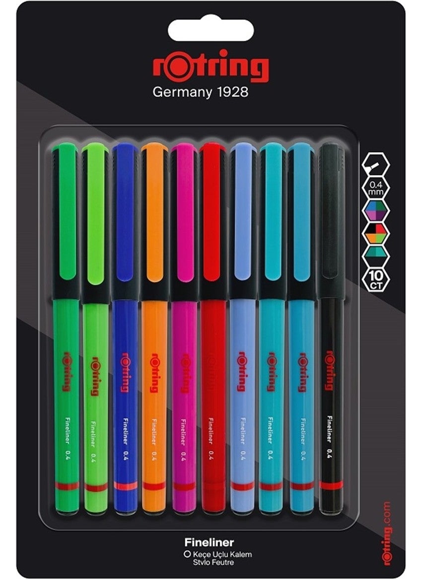 Rotring قلم حبر جاف رفيع بفنون ناعمة 10 قطع  - Image 1
