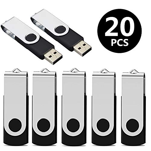 Aiibe 4GB Flash Drive 20 Pack USB Flash Drives Bulk USB 2.0 Thumb Drives Zip Drive Fold Stoage Memory Stick Jump Drives 4GB with LED Status Light (4G, 20 Pack, Black) - Image 2