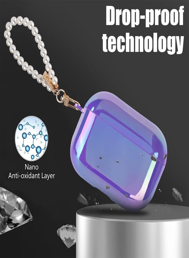 CameCosy Laser Case Compatible for Airpods Pro 2 2022 with Cute Pearl Wrist Keychain, Colorful Sparkle Pretty Soft TPU Protective Cover for Airpods Pro 2nd Generation for Women-Lavender Purple - Image 4