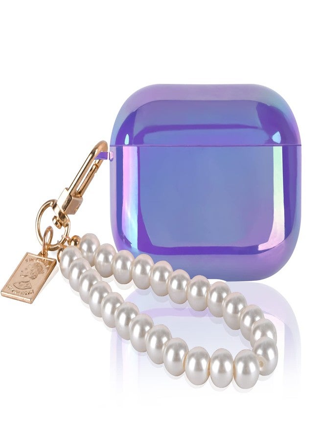 CameCosy Laser Case Compatible for Airpods Pro 2 2022 with Cute Pearl Wrist Keychain, Colorful Sparkle Pretty Soft TPU Protective Cover for Airpods Pro 2nd Generation for Women-Lavender Purple - Image 1