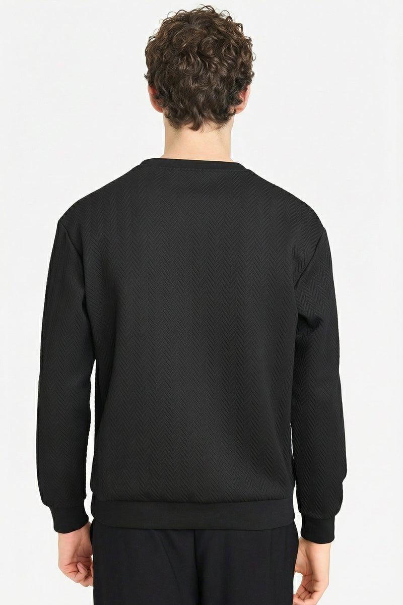 DeFacto Black Man Regular Fit Long Sleeve Sweatshirt Casual - Image 5