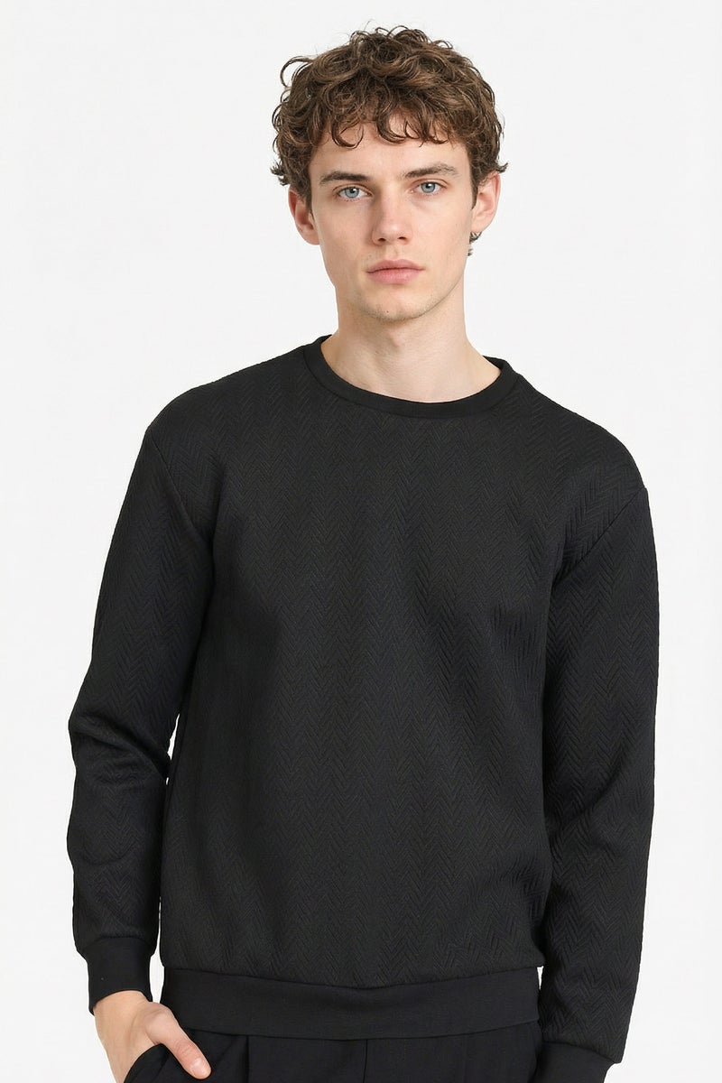 DeFacto Black Man Regular Fit Long Sleeve Sweatshirt Casual - Image 3