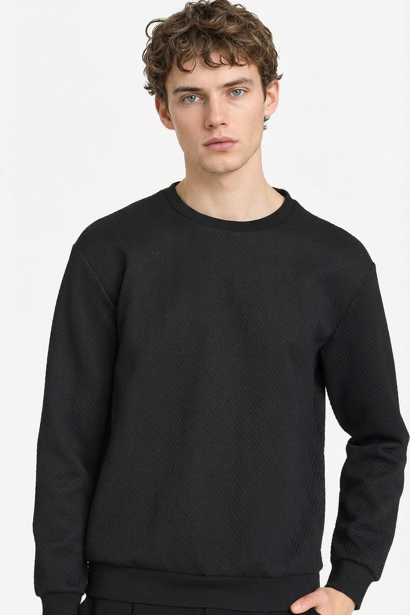 DeFacto Black Man Regular Fit Long Sleeve Sweatshirt Casual - Image 1