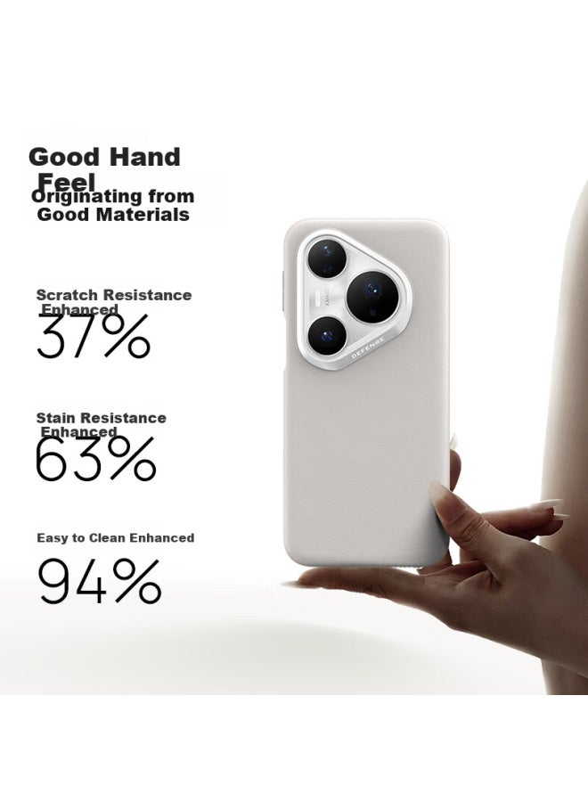 Defense [Huawei Certified Brand] Suitable For Huawei Pura80Ultra Phone Case Leather Magnetic Full Protection Anti-Drop Slim Pura80Ultra Protective Case - Feather White - Image 3