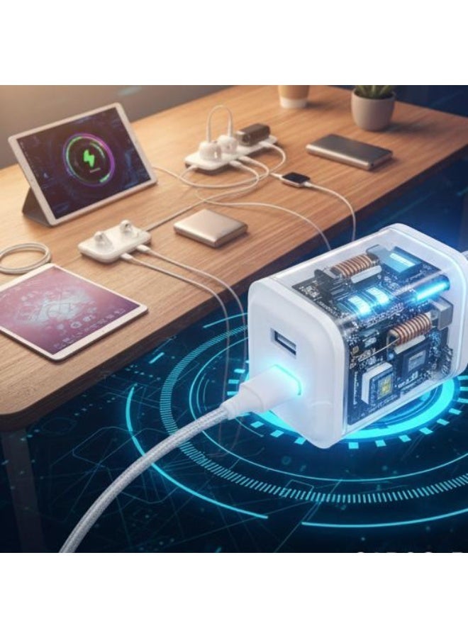 شاحن سريع ثنائي المنافذ بقدرة 25 واط | محول طاقة USB-C و USB-A - Image 2
