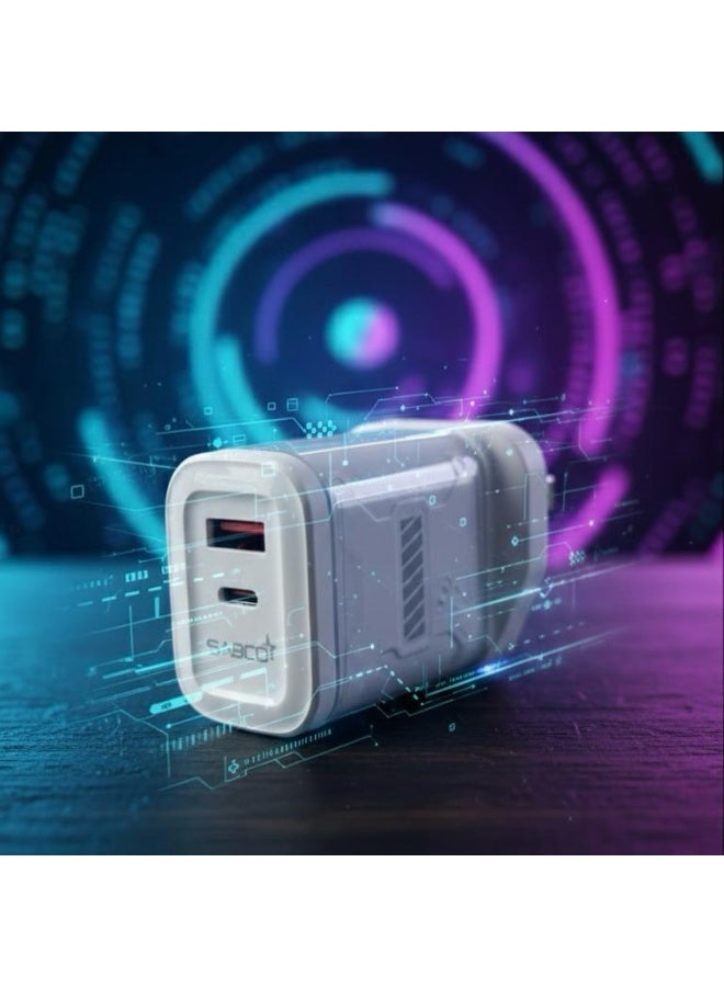 شاحن سريع ثنائي المنافذ بقدرة 25 واط | محول طاقة USB-C و USB-A - Image 3