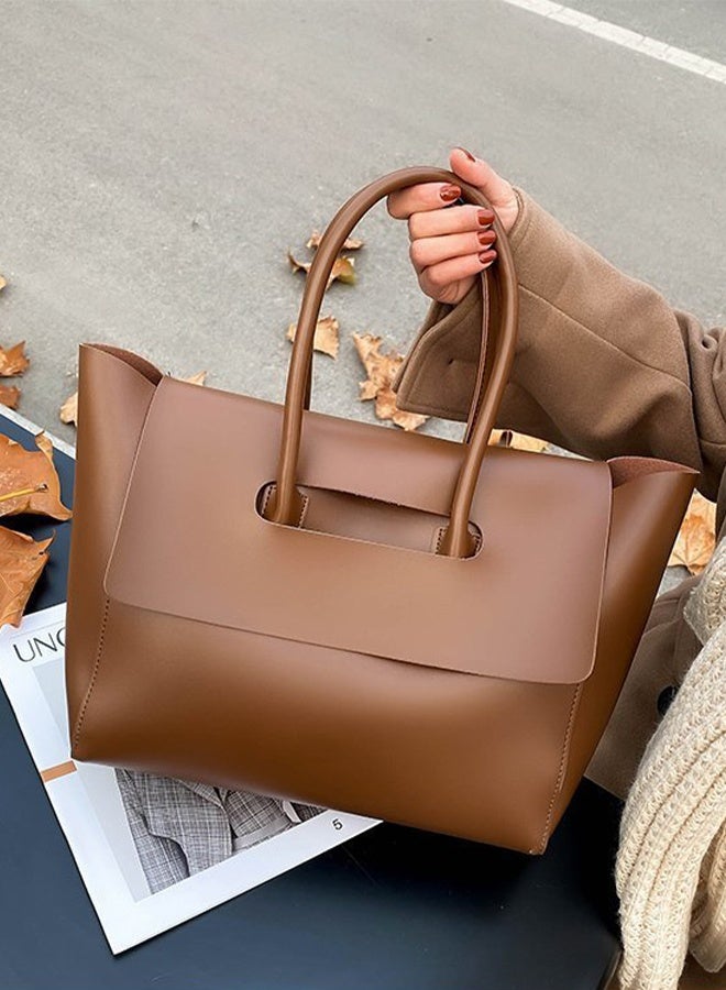 DUNISO Women's Shoulder Tote Bag Faux Leather Flap Design Handbag for Women Large Capacity Bucket Bag Fashionable Travel Messenger Shoulder Bag for Ladies Girls College Students - Image 5