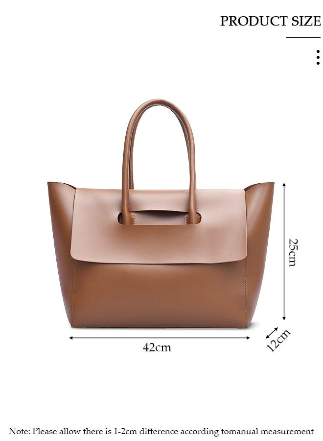 DUNISO Women's Shoulder Tote Bag Faux Leather Flap Design Handbag for Women Large Capacity Bucket Bag Fashionable Travel Messenger Shoulder Bag for Ladies Girls College Students - Image 2