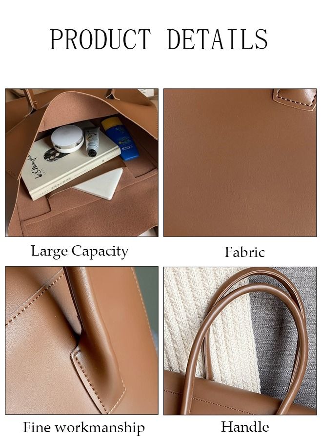 DUNISO Women's Shoulder Tote Bag Faux Leather Flap Design Handbag for Women Large Capacity Bucket Bag Fashionable Travel Messenger Shoulder Bag for Ladies Girls College Students  - Image 5