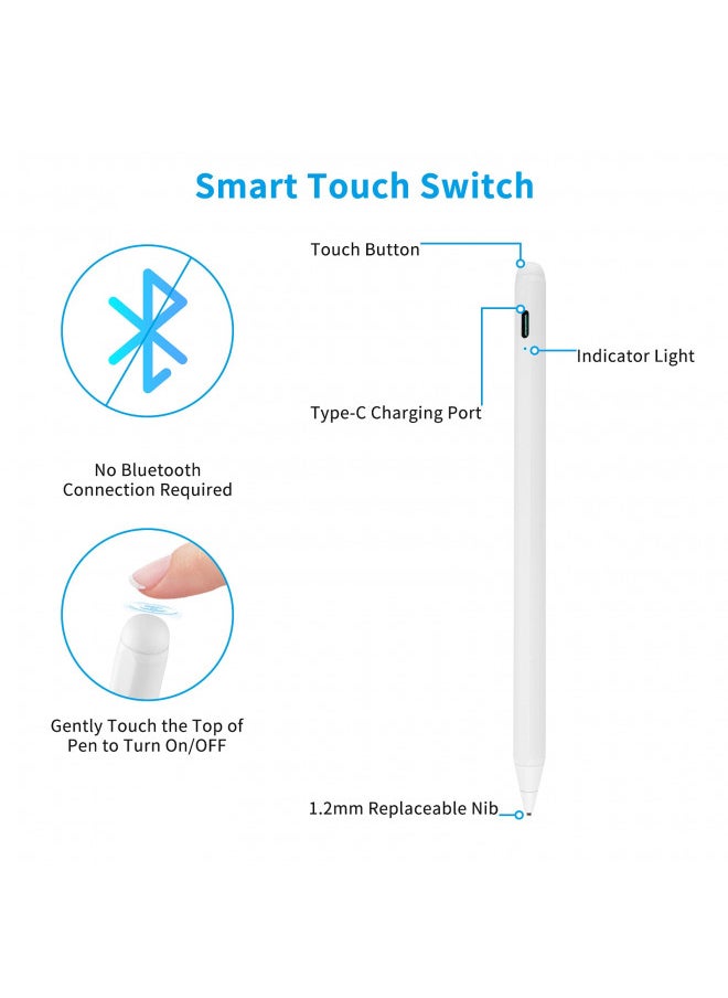Rsepvwy Stylus for iPhone X/11/12/13/14/15 Pro MaxPen, 1.5mm Fine Point Pencil Universal Compatible for iPhone/Device Pro/Samsung/Surface and More Touch Screens Active Stylus Pen White  - Image 2