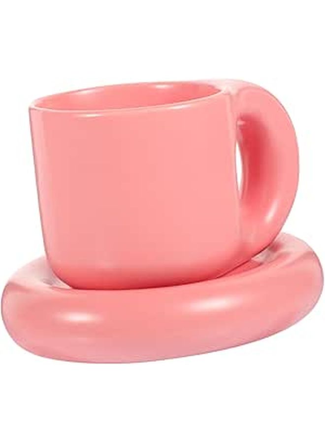 Pink Ceramic Coffee Cup And Saucer Set Easy To Clean Multi Functional Espresso Mug - Image 1