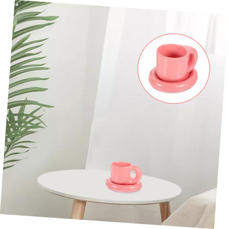 Pink Ceramic Coffee Cup And Saucer Set Easy To Clean Multi Functional Espresso Mug - Image 3