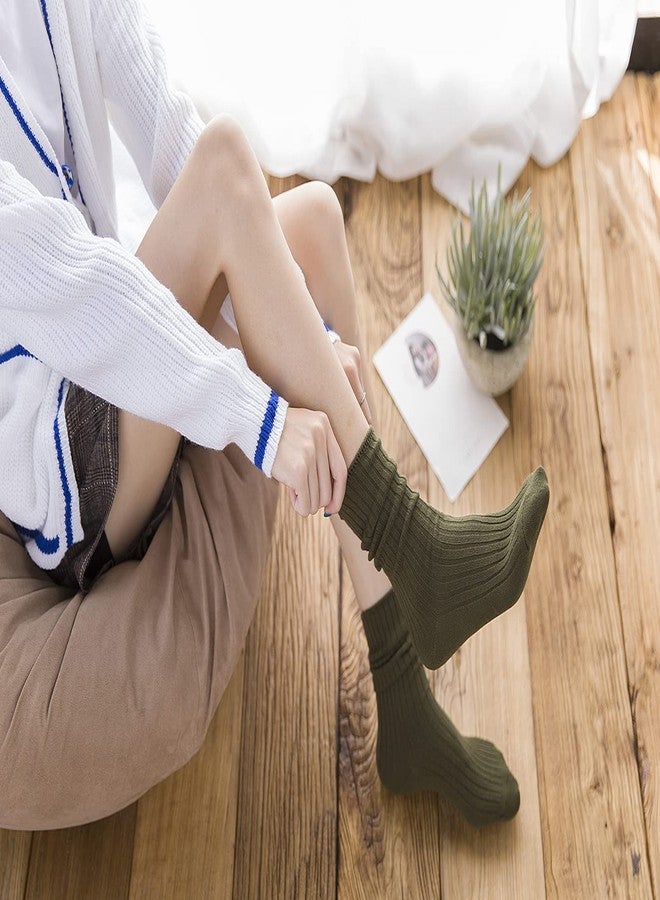 CHUNG Women Cotton Socks Crew Multi-Color for Juniors Students Teenagers 5.5-9 Young Lady Girls Casual Above Ankle, 10Color Ribbed - Image 4