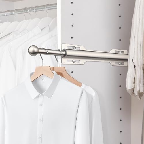 FIRJOY 12 Valet Rod for Closet Pull Out 2 Pack Brushed Nickel - Image 3