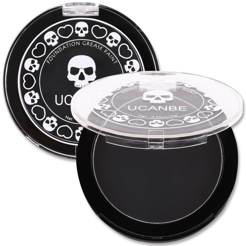 UCANBE Black Cream Face & Body Makeup Foundation, Professional Non-Toxic Greasepaint, Halloween Face Body Paint Palette for Kids & Adults, Facepaint for SFX Clown Zombie Vampire Skull Skeleton Cosplay - Image 1