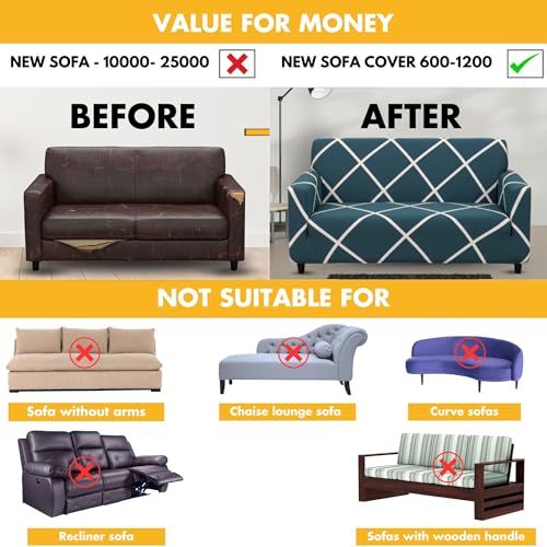 Bigkart Elastic Sofa Covers for 2 Seater Sofas | Polyster-Spandex, Stretchable, Sofa Covers for Single, Double and Triple Seater Sofas - Image 5
