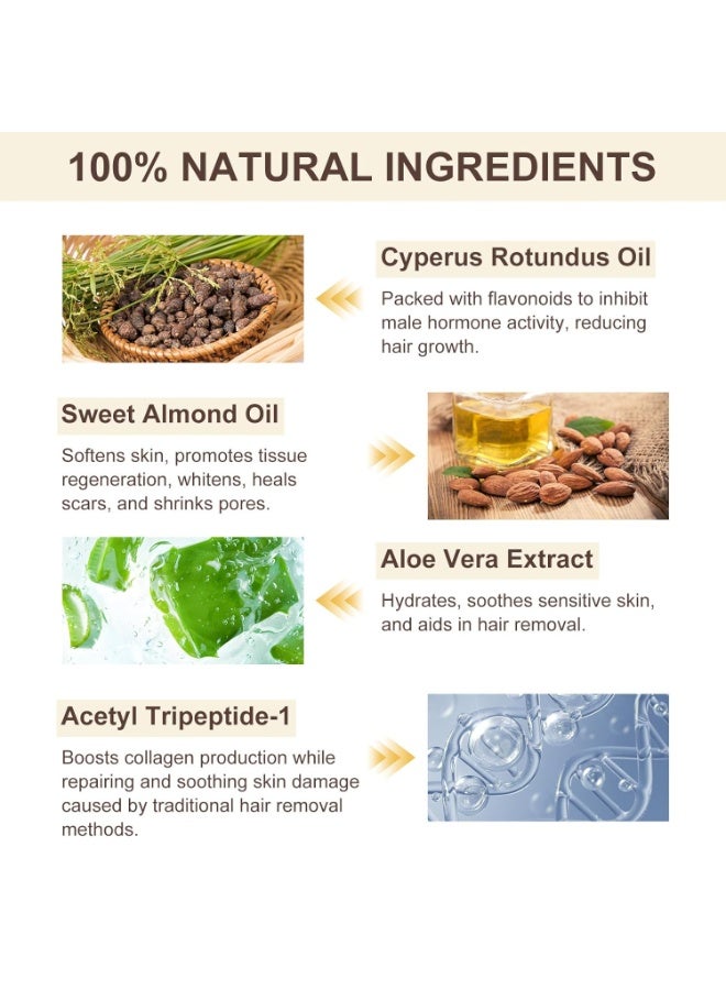 ATRJSZ Cyperus Rotundus Oil, Natural Cyperus Rotundus Oil for Hair Removal, Reduces Unwanted Hair Growth, Moisturizes & Soothes The Skin, Reducing Body Hair Growth, Shrink Pores, Suitable for All Skin Types - Image 3