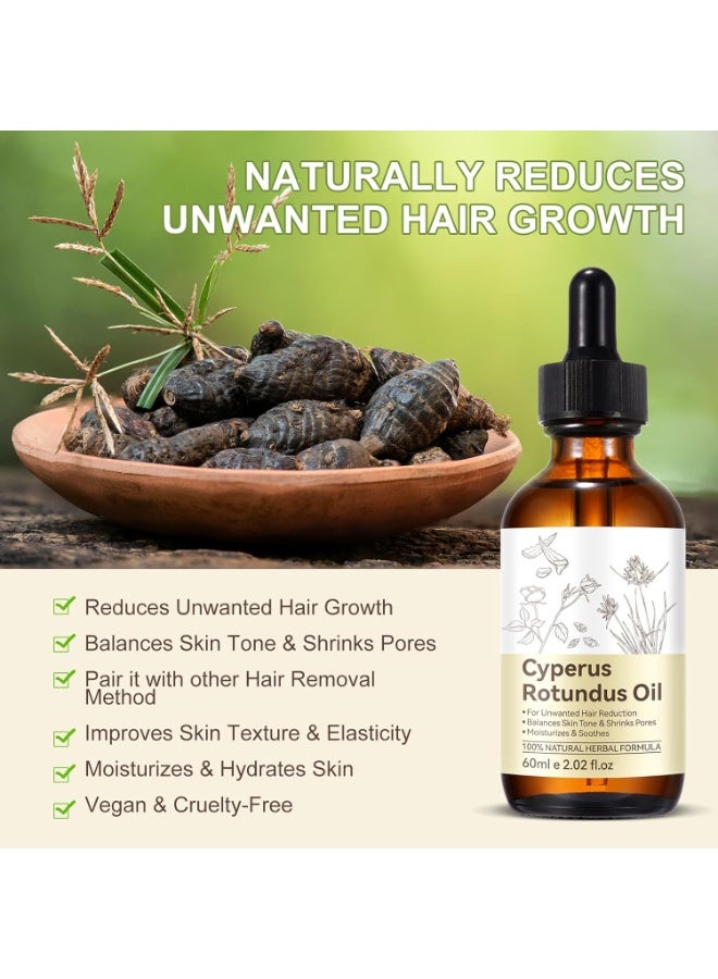 ATRJSZ Cyperus Rotundus Oil, Natural Cyperus Rotundus Oil for Hair Removal, Reduces Unwanted Hair Growth, Moisturizes & Soothes The Skin, Reducing Body Hair Growth, Shrink Pores, Suitable for All Skin Types - Image 4