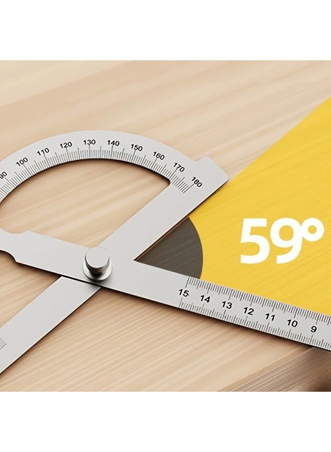 Precision Carpenter Square Protractor Ruler Silvery Stainless Steel Angle Measuring Tool - Image 3