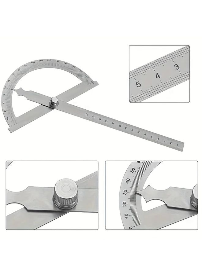 Precision Carpenter Square Protractor Ruler Silvery Stainless Steel Angle Measuring Tool - Image 5
