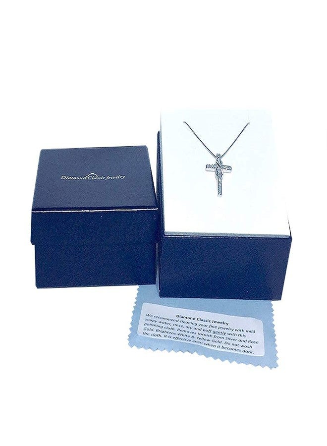 Diamond Classic Jewelry 0.10 Carat Diamond Infinity Cross Necklace Silver - Image 5
