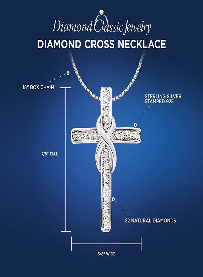 Diamond Classic Jewelry 0.10 Carat Diamond Infinity Cross Necklace Silver - Image 3