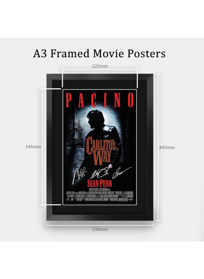 HWC Trading HWC Trading Carlitos Way The Cast Al Pacino Sean Penn Brian De Palma 16 x 12 inch Framed Gifts Printed Poster Signed Autograph Picture for Movie Memorabilia Fans - 16" x 12" Framed  - Image 2