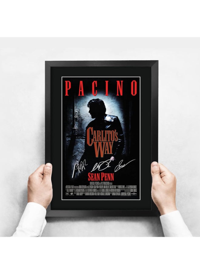 HWC Trading HWC Trading Carlitos Way The Cast Al Pacino Sean Penn Brian De Palma 16 x 12 inch Framed Gifts Printed Poster Signed Autograph Picture for Movie Memorabilia Fans - 16" x 12" Framed  - Image 3