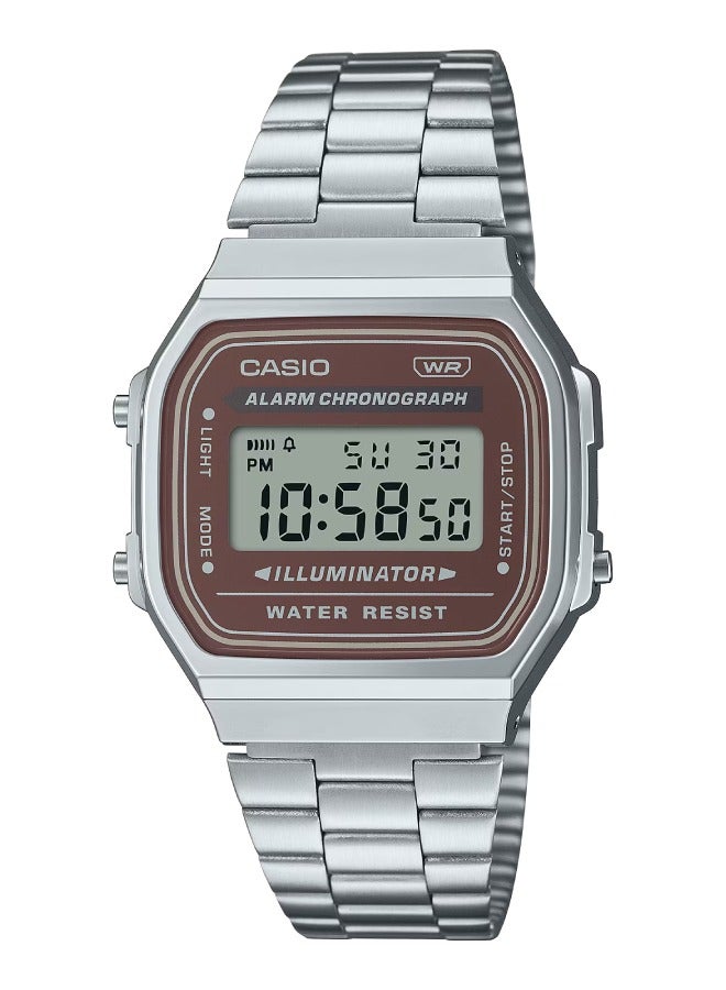 CASIO ساعة يد للرجال والنساء من مجموعة الفينتاج بحزام من الفولاذ المقاوم للصدأ الفضي A168WA-5AY