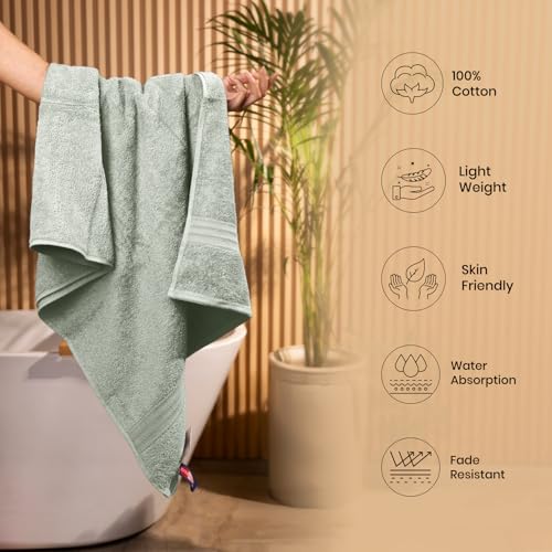 Sassoon Kama 100% Cotton Large Bath Towel in 450 GSM- Sage Green - Image 4