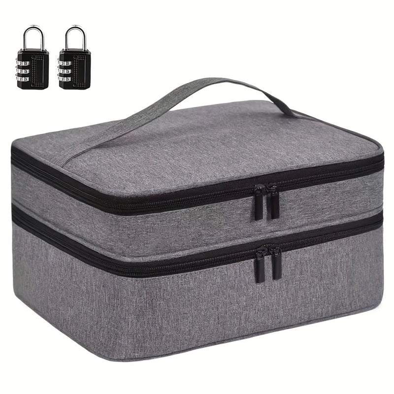Grey Fireproof Theft Proof Secure File Storage Box With 2 Combination Locks - Image 1