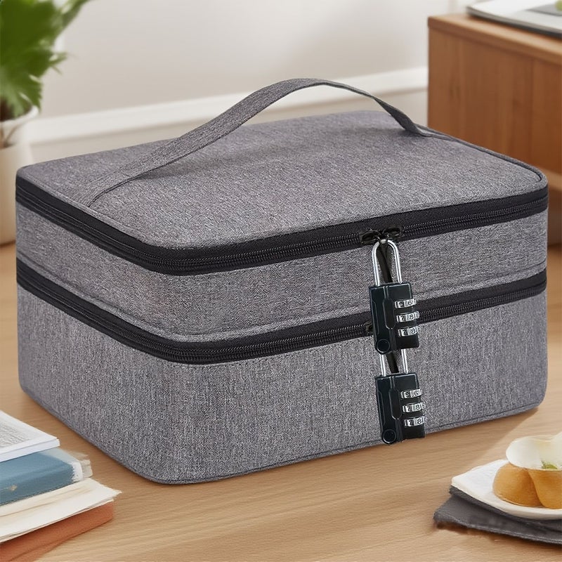 Grey Fireproof Theft Proof Secure File Storage Box With 2 Combination Locks - Image 2