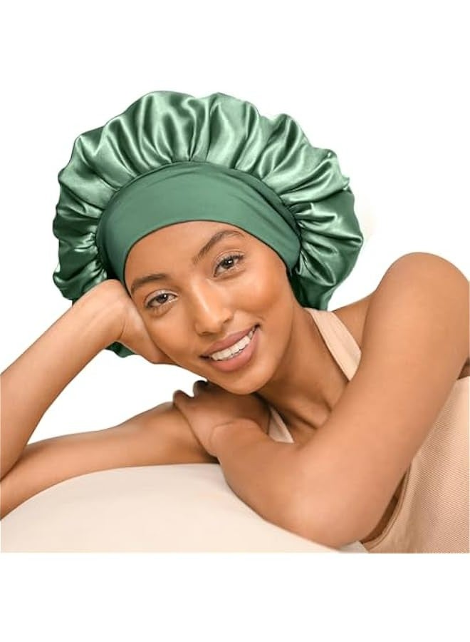 Double Layer Satin Silk Bonnet Elastic Band for Women's Sleep - Image 1