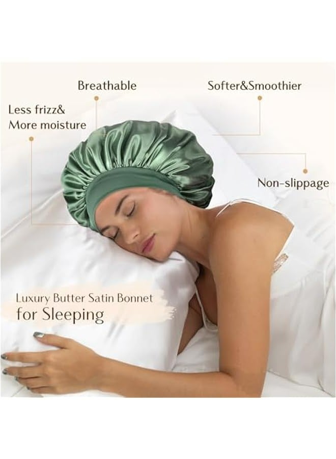 Double Layer Satin Silk Bonnet Elastic Band for Women's Sleep - Image 3