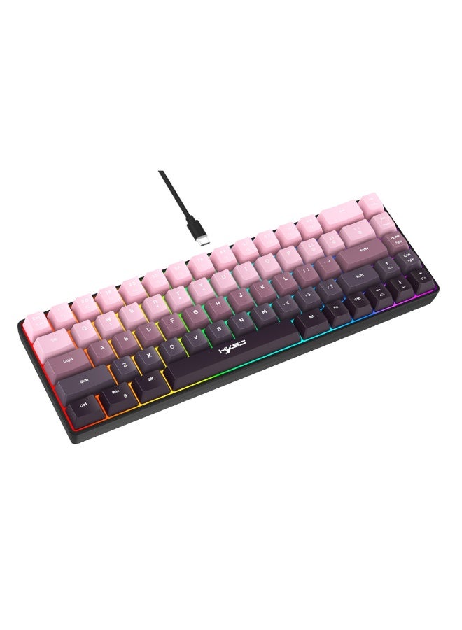 إتش إكس إس جيه لوحة مفاتيح ألعاب HXSJ ثلاثية الوضع RGB 68 مفتاحًا - لوحة مفاتيح سلكية/لاسلكية 2.4 جيجا هرتز/بلوتوث مع أغطية مفاتيح وردية متدرجة، مفاتيح التشغيل السريع والتحكم في مستوى الصوت، مضادة للظلال، تصميم مدمج للكمبيوتر الشخصي/الكمبيوتر المحمول/Mac - Image 1