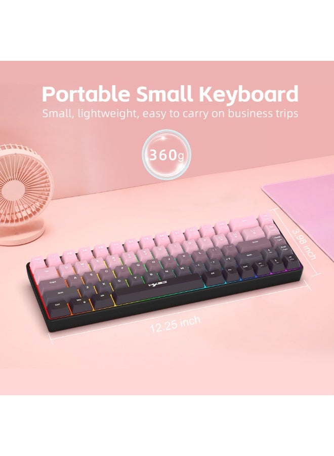 إتش إكس إس جيه لوحة مفاتيح ألعاب HXSJ ثلاثية الوضع RGB 68 مفتاحًا - لوحة مفاتيح سلكية/لاسلكية 2.4 جيجا هرتز/بلوتوث مع أغطية مفاتيح وردية متدرجة، مفاتيح التشغيل السريع والتحكم في مستوى الصوت، مضادة للظلال، تصميم مدمج للكمبيوتر الشخصي/الكمبيوتر المحمول/Mac - Image 5