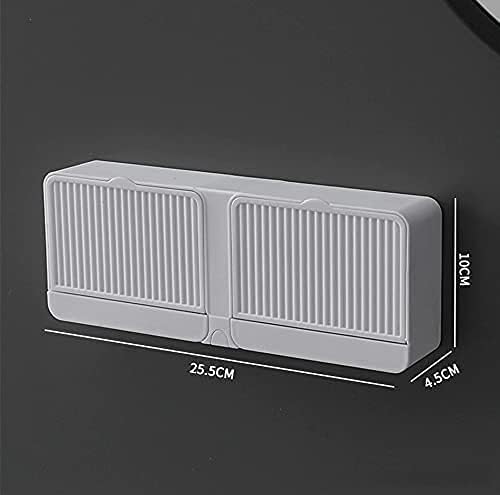 SILENCIO Creative Wall Soap Box with Lid Double Mesh Standing Soap Dryer Holder Flip Wall Mounted Double Soap Holder with Drain Tray Bathroom Drain Soap Dish - Plastic -Random Color (2) - Image 5