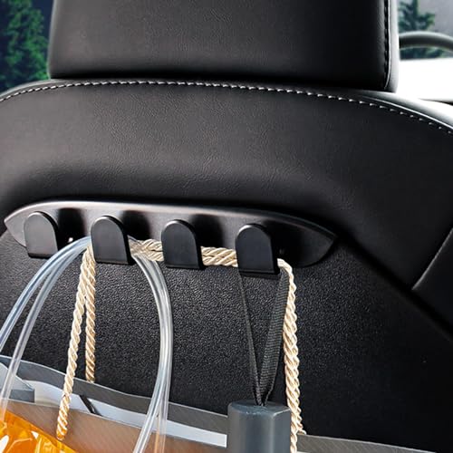 OATSBASF Car Seat Hooks for Tesla Model Y Model 3 Accessories 2024 2023 2022 2021, 2 Pack Seat Back Organizers for Purses Bags, Handbag Backpack Grocery Bag Holder, Black - Image 1