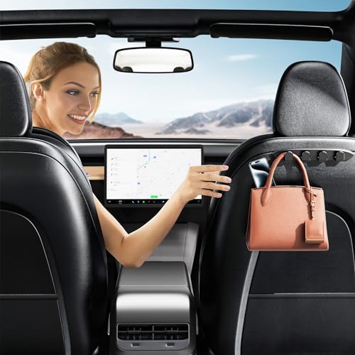 OATSBASF Car Seat Hooks for Tesla Model Y Model 3 Accessories 2024 2023 2022 2021, 2 Pack Seat Back Organizers for Purses Bags, Handbag Backpack Grocery Bag Holder, Black - Image 5