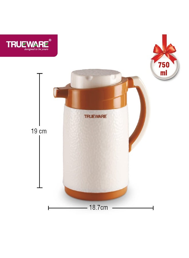 Trueware ترمس صوفيا المعزول من ترووير - 750 مل | إبريق شاي معزول، غلاية، ترمس، قارورة ماء | ساخن وبارد | غطاء مانع للتسرب | ترموس وير | بلاستيك آمن غذائيًا | خفيف الوزن وخالٍ من مادة BPA | تصميم بفتحة واسعة | مثالي للمكتب والسفر | أبيض وبرتقالي - Image 3