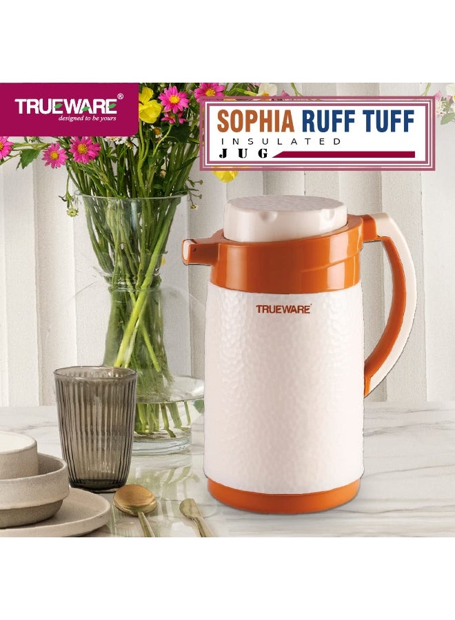 Trueware ترمس صوفيا المعزول من ترووير - 750 مل | إبريق شاي معزول، غلاية، ترمس، قارورة ماء | ساخن وبارد | غطاء مانع للتسرب | ترموس وير | بلاستيك آمن غذائيًا | خفيف الوزن وخالٍ من مادة BPA | تصميم بفتحة واسعة | مثالي للمكتب والسفر | أبيض وبرتقالي - Image 2