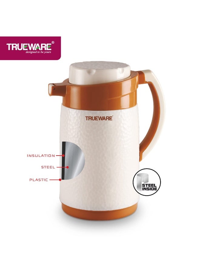 Trueware ترمس صوفيا المعزول من ترووير - 750 مل | إبريق شاي معزول، غلاية، ترمس، قارورة ماء | ساخن وبارد | غطاء مانع للتسرب | ترموس وير | بلاستيك آمن غذائيًا | خفيف الوزن وخالٍ من مادة BPA | تصميم بفتحة واسعة | مثالي للمكتب والسفر | أبيض وبرتقالي - Image 4