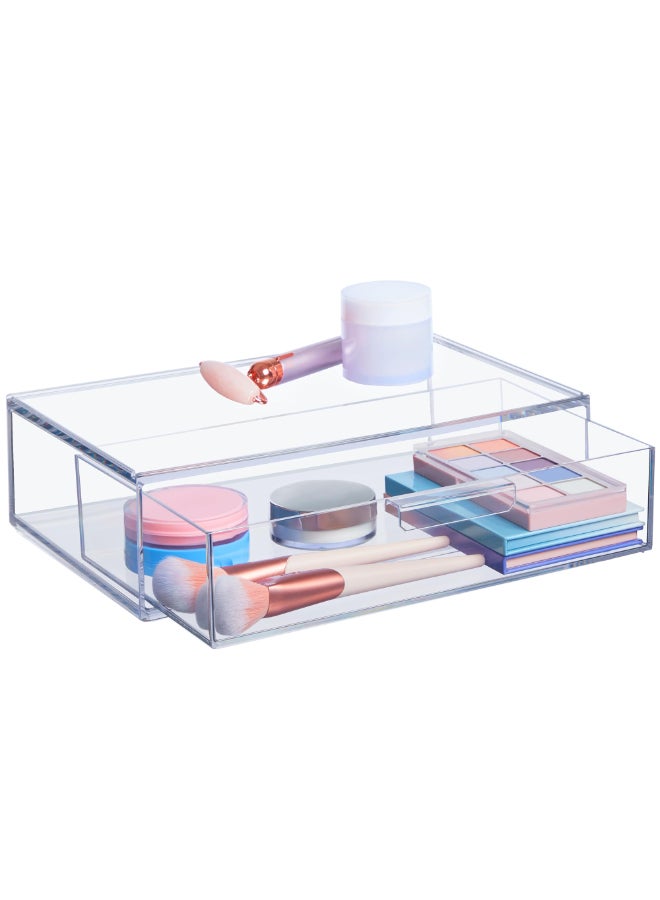 STORi Audrey Stackable Clear Bin Plastic Organizer Drawer Organize Eyeshadow Palettes Cosmetics and Beauty Supplies on a Vanity Made in USA - Image 3